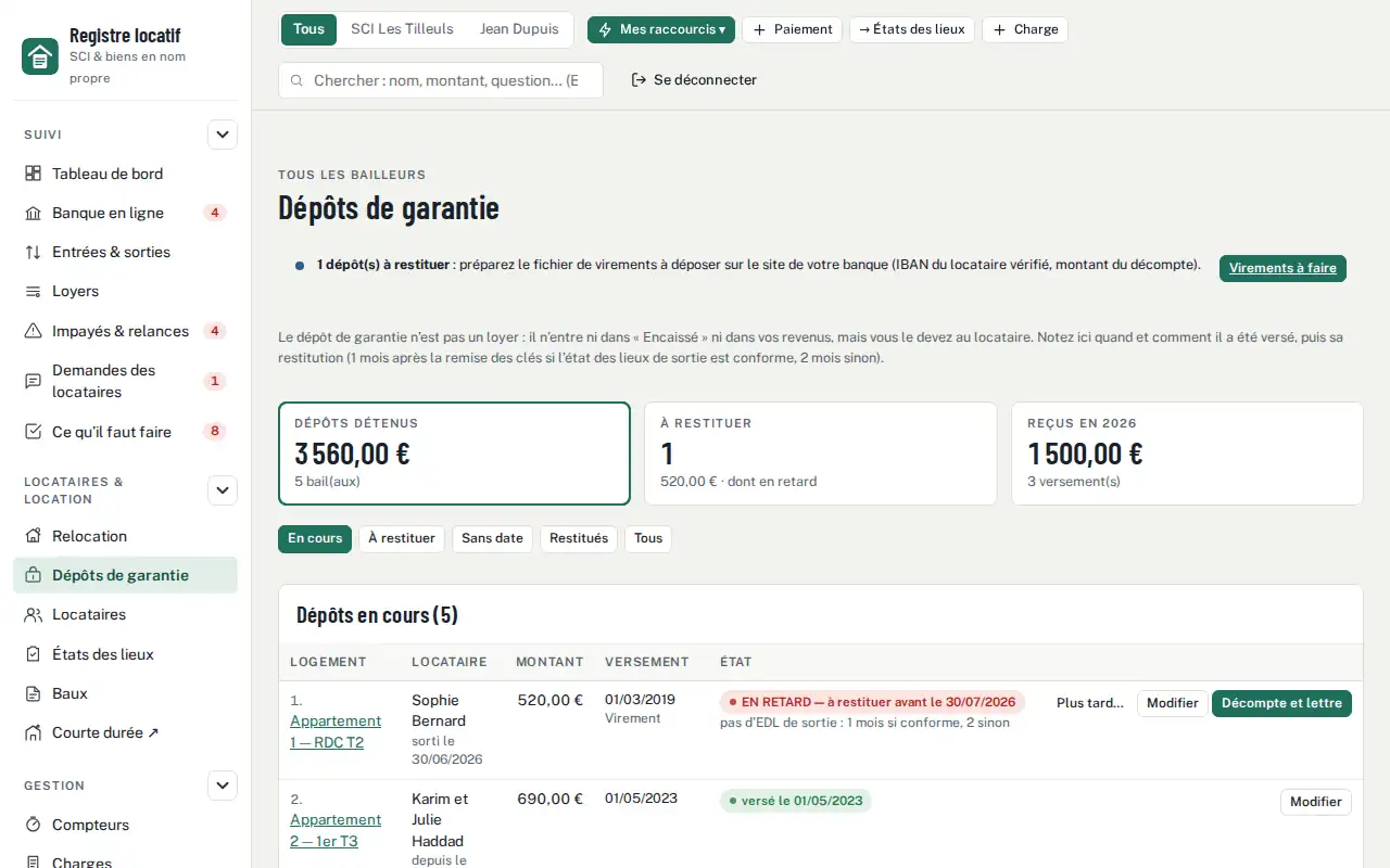 Dépôts de garantie — Dépôt de garantie : délais de restitution et retenues
