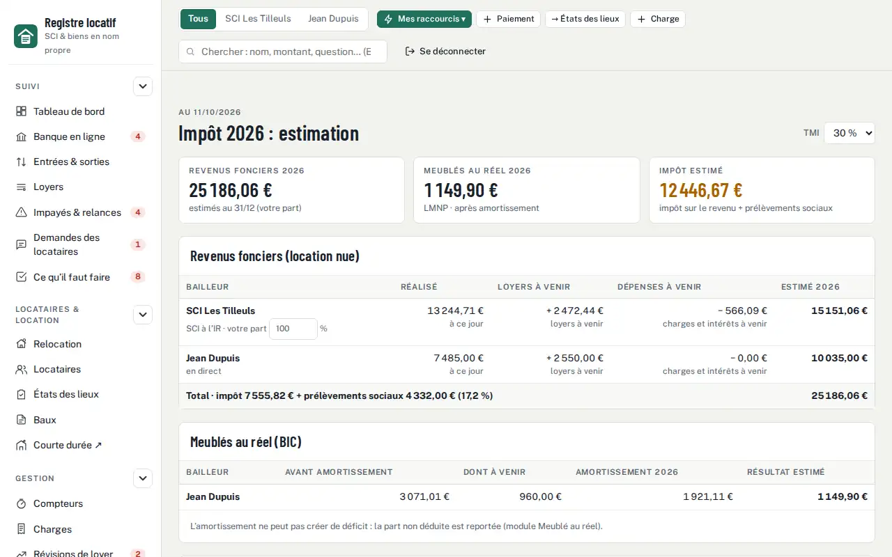 Impôt de l’année en cours — Déclarations 2044 et 2072 préparées depuis vos loyers