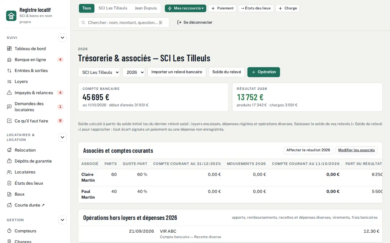 Trésorerie & associés — Gestion d’une SCI familiale : associés, comptes et AG